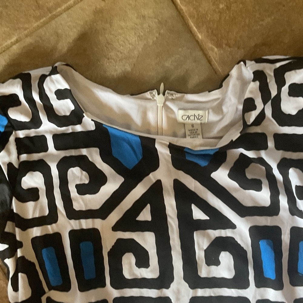 Cache Blue And Black Patterned Lined Mini Dress W… - image 3